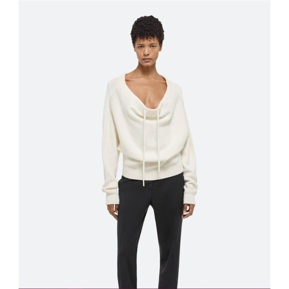 Helmut Lang Ruched Dolman Sleeve Sweater in Ivory Size Small - Picture 1 of 7